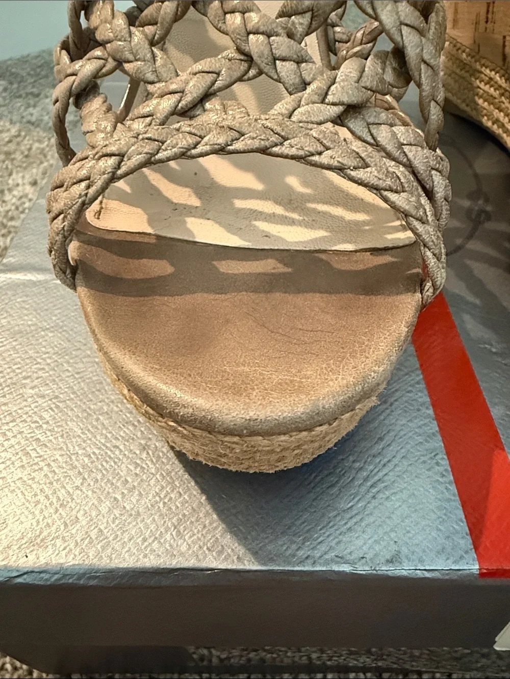 Prada Braided Leather Wedge Espadrille Sandals EU 40 Box & Dust Bag Inc